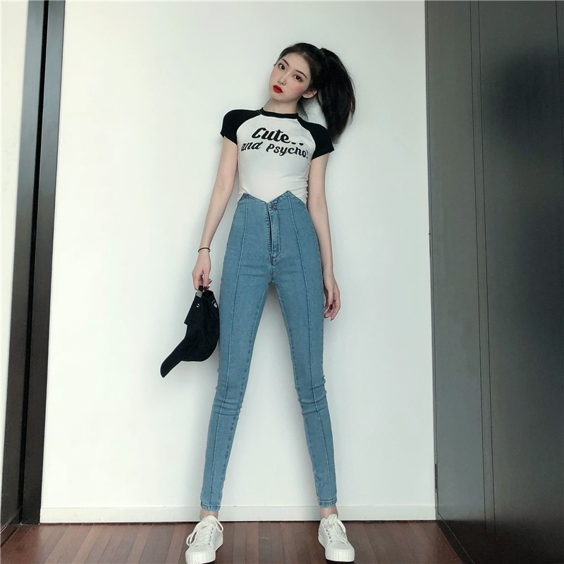 (ORDER) Quần Jeans nữ cạp cao ống bó thẳng đứng thon chân tôn dáng style Hàn Quốc (NEW ARRIVALS)