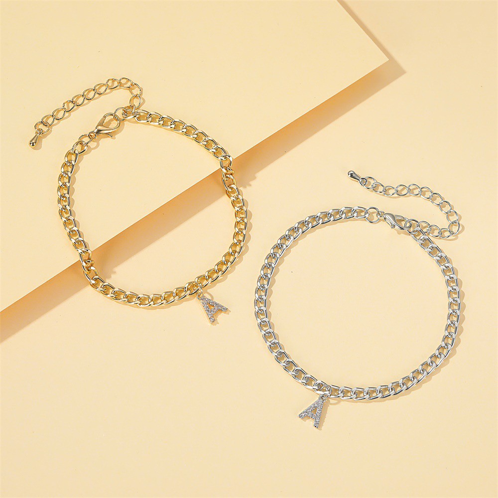 Lắc Chân Đính Đá Hình Chữ Cái Lấp Lánh Xinh Xắn Dành Cho Nữ