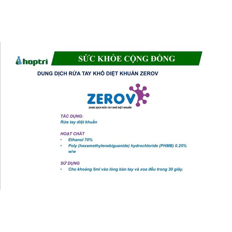 Dung dịch rửa tay khô diệt khuẩn Zero V bình 5 Lít