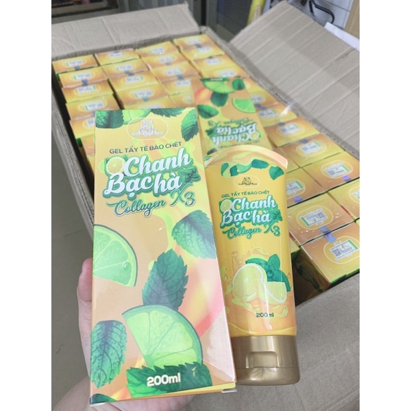 tẩy kì tế bào body chanh bạc hà x3 collagen đông anh 200ml