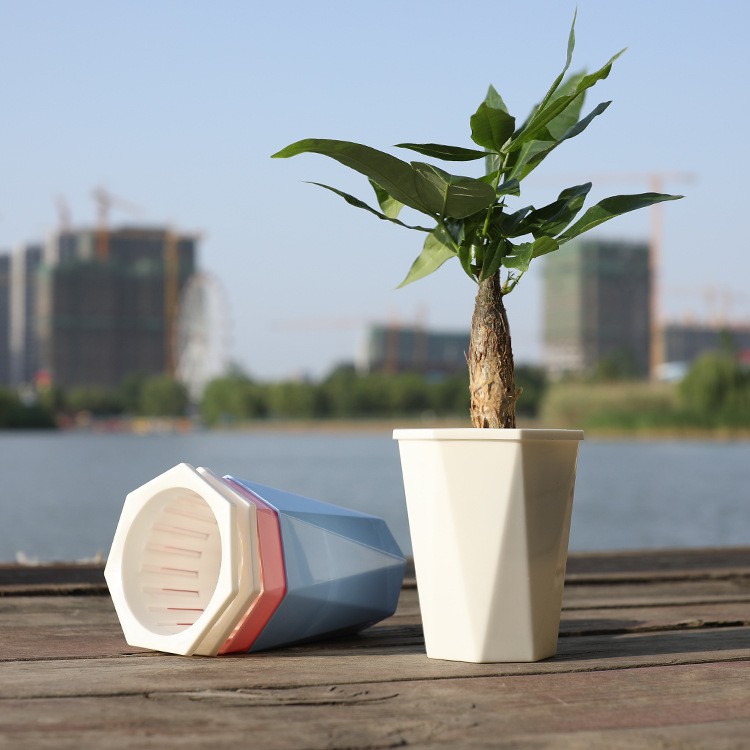 Chậu trồng cây thông minh tự tưới nước, Chậu cây nhựa dành cho không gian bàn làm việc, văn phòng, phòng khách
