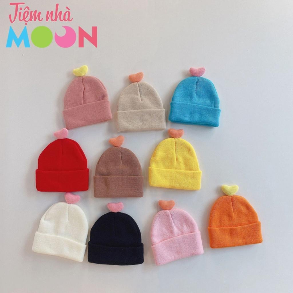 Mũ len cho bé đính hình tim dễ thương phong cách hàn quốc - mũ len dễ thương trẻ em