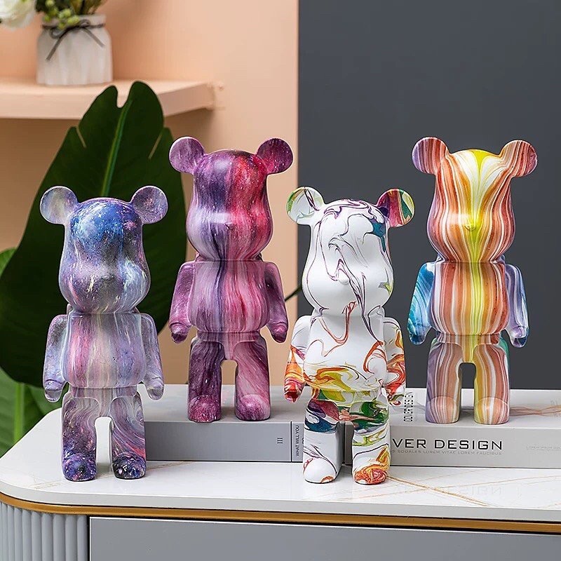 Gấu Bearbrick 400%, màu loang cute size 28 cm (Có sẵn)