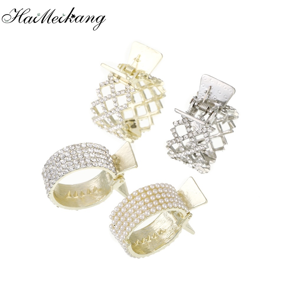 Haimeikang Kẹp tóc đính đá và ngọc trai thời trang Hàn Quốc