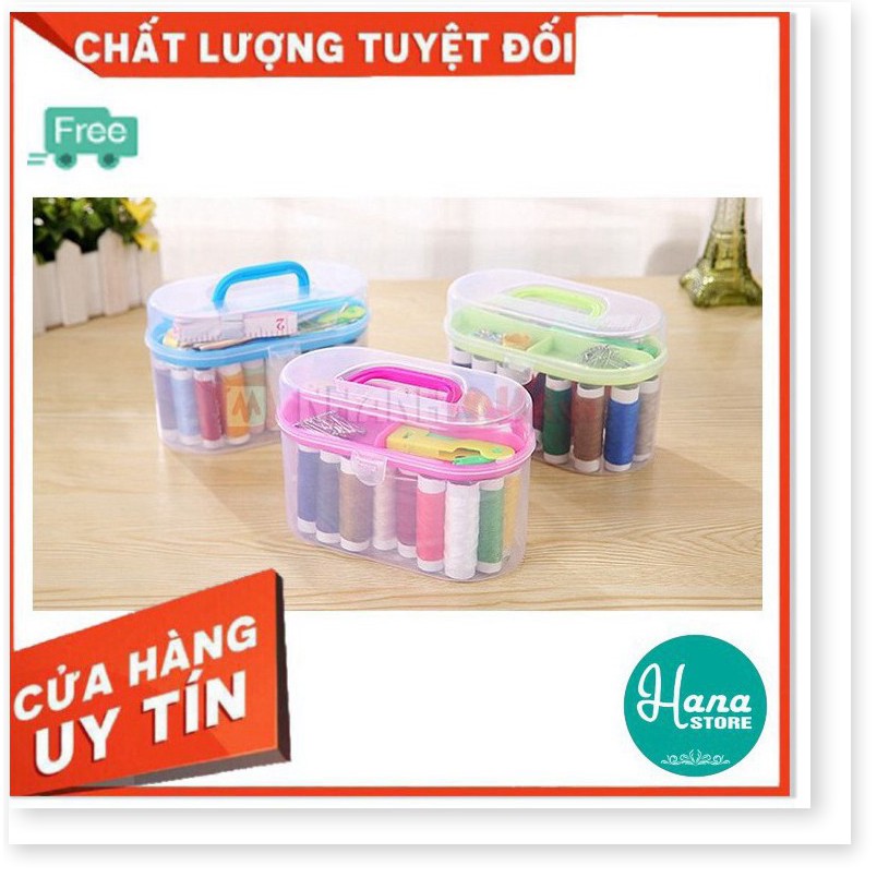 Hộp kim chỉ đa năng tiện ích dùng cho máy may cá nhân, máy may mini gia đình, kèm kim và nhiều cuộn chỉ nhiều màu