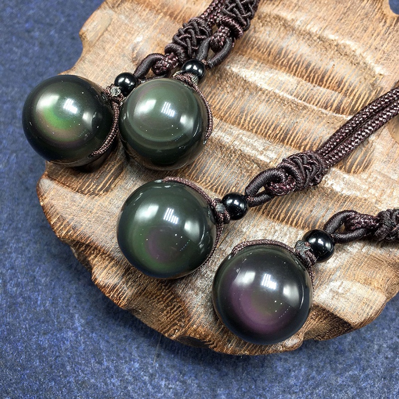 Vòng cổ Mặt Đá Obsidian Tự Nhiên Cầu Vồng May Mắn
