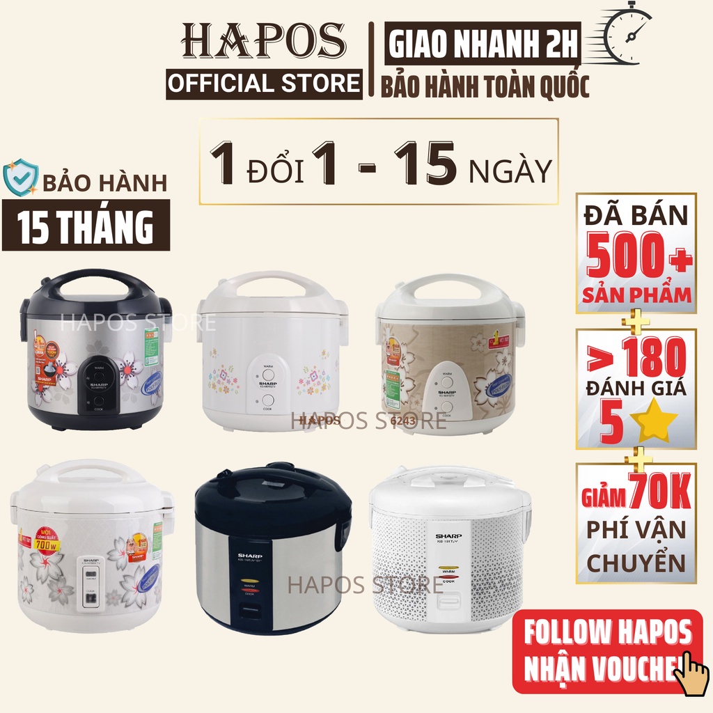 Nồi cơm điện Sharp 1.8 lít, nồi cơm năp gài mini 700W nấu nhanh cho gia đình, dân văn phòng - HAPOS