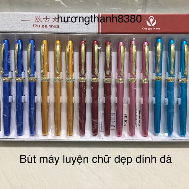 1 hộp 862 =15 bút máy luyện chữ đẹp đính đá -Ngòi viết tách đôi Thanh Đậm