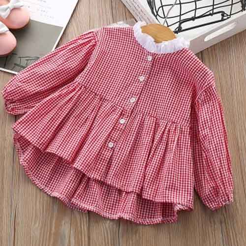 Áo Sơ Mi Dài Tay Họa Tiết Kẻ Sọc Phong Cách Hàn Quốc Mới Cho Bé Gái