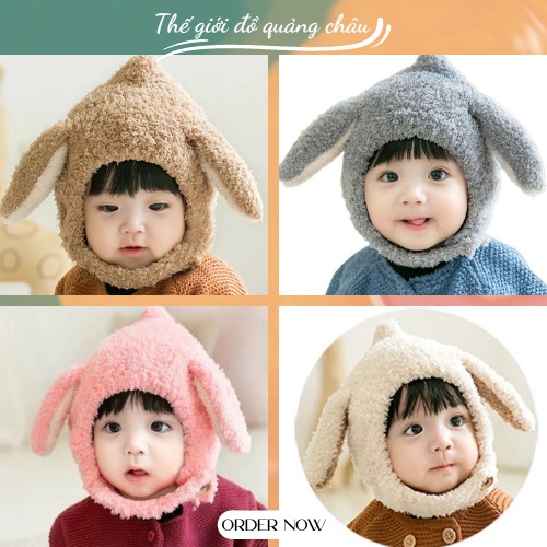 Mũ len tai cừu cài cúc mẫu cực đẹp cực ấm cho bé trai bé gái siêu kute