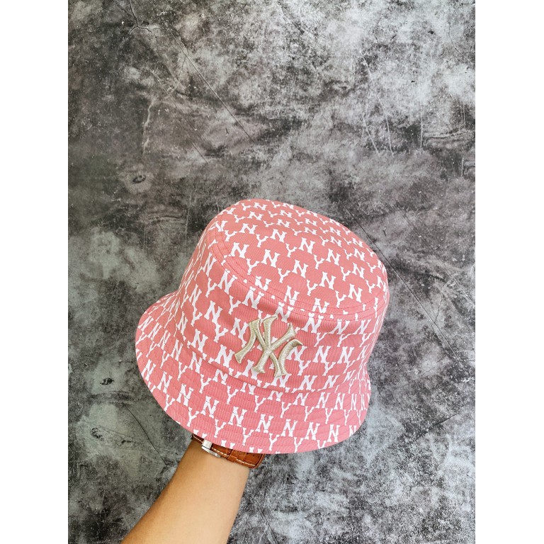 (HÀNG XUẤT XỊN) Mũ / Nón Bucket hồng nhiều logo N13 MONOGRAM BUCKET HAT PINK/WHITE Made in Viet/nam full tem tag One siz