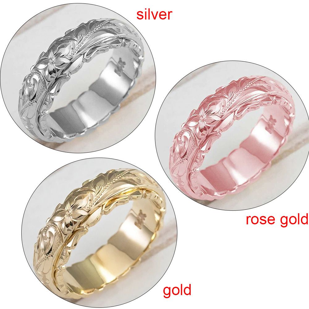 Nhẫn đeo tay khắc hoa tinh tế size 5-11 mạ vàng 14K cho nữ phong cách cổ điển sang trọng dịp cưới