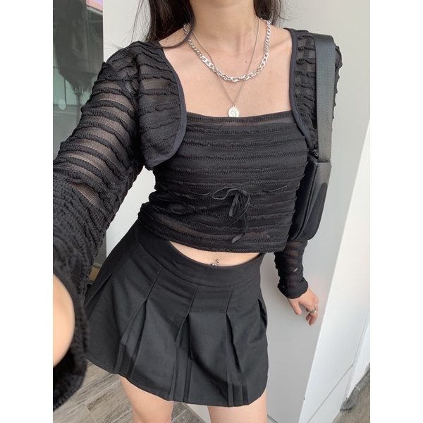 Áo dây angel/ áo cardigan sibling trắng/ đen