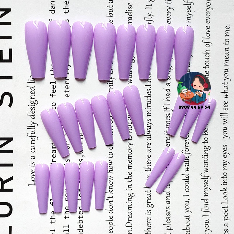 [ 1169 - 23 TÍM SEN ] MÓNG CỨNG - SƠN BÓNG - Phom Thang Dài Xtra [Tặng Miếng Dán Và Dụng Cụ] Lẻ