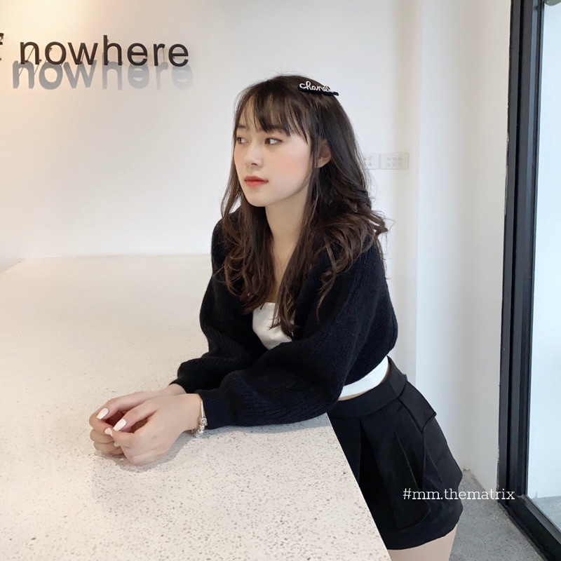  Áo len cardigan mỏng khoác hờ tay bo - áo khoác len dáng lửng