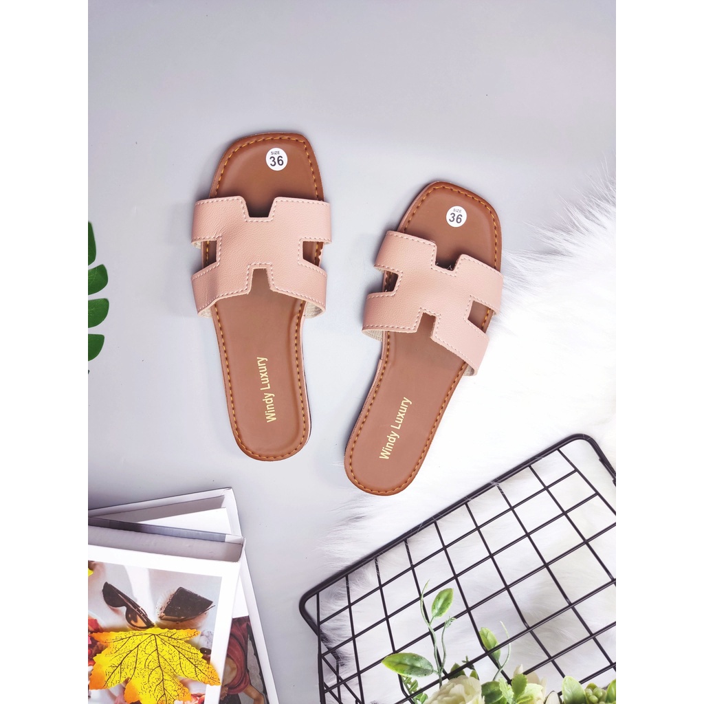 Dép nữ thời trang chữ H đế nâu quai nhiều màu đơn giản tinh tế (Ảnh thật)