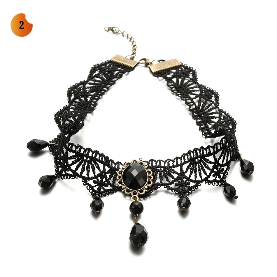 Vòng cổ choker ren đính đá hình giọt nước phong cách retro [6-15% | BigBuy360 - bigbuy360.vn