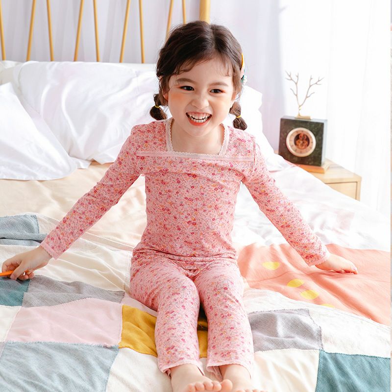 Set bộ quần áo dài tay bé gái thu đông chất cotton Belalu