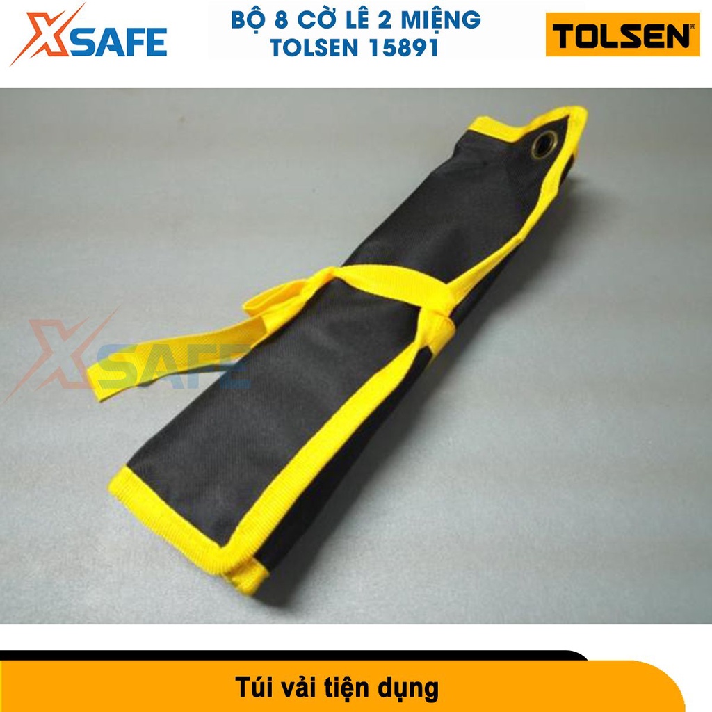 Bộ cờ lê 2 đầu miệng Tolsen 15891 nhiều size từ 6-22mm, thép cr-v cứng cáp, túi đựng bằng vải tiện dụng tránh thất lạc