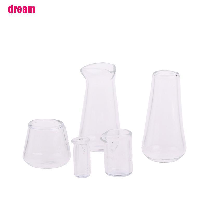 Bộ 5 mô hình cốc thủy tinh tỷ lệ 1:12 cho nhà búp bê