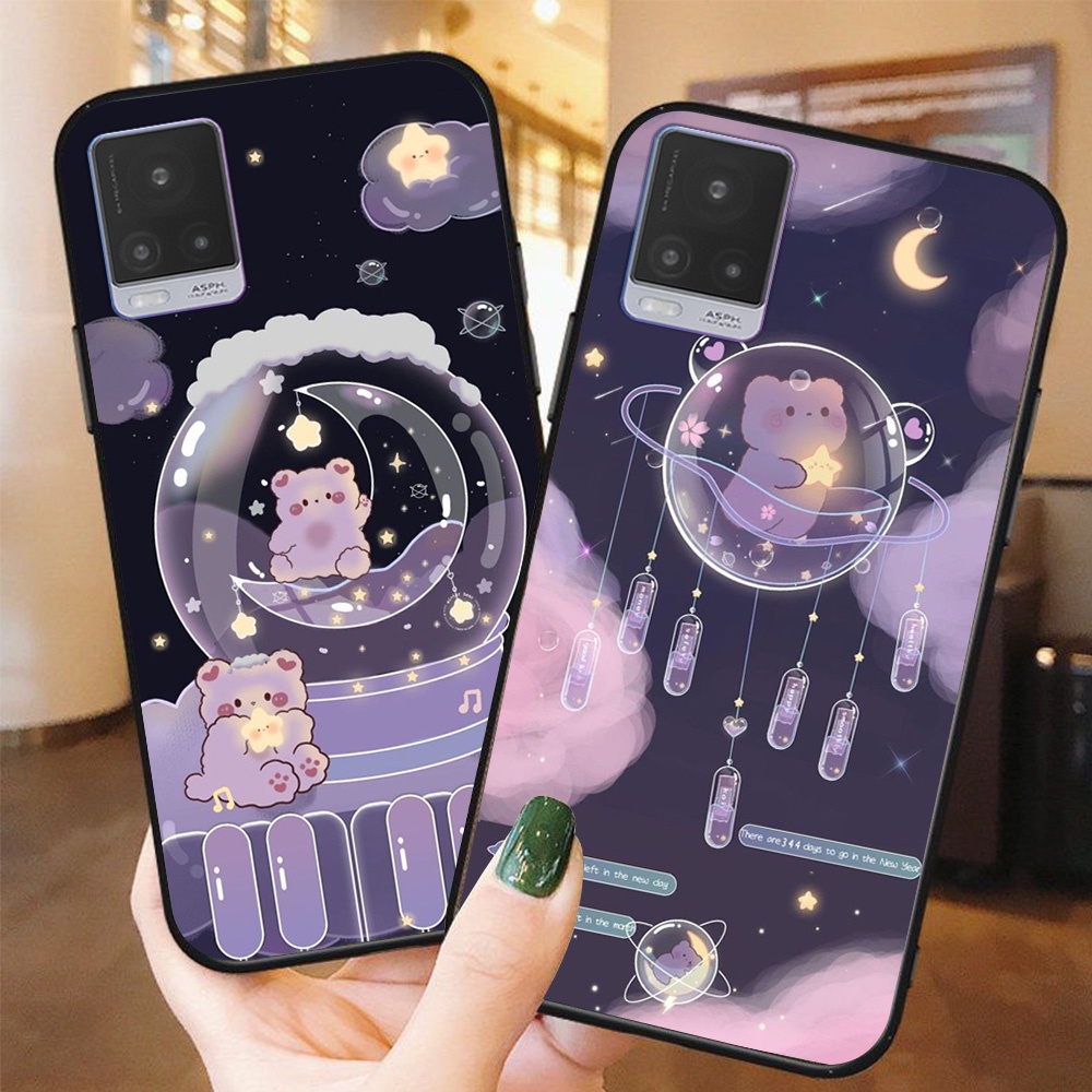 Ốp lưng điện thoại vivo v20 bộ gấu tím may mắn