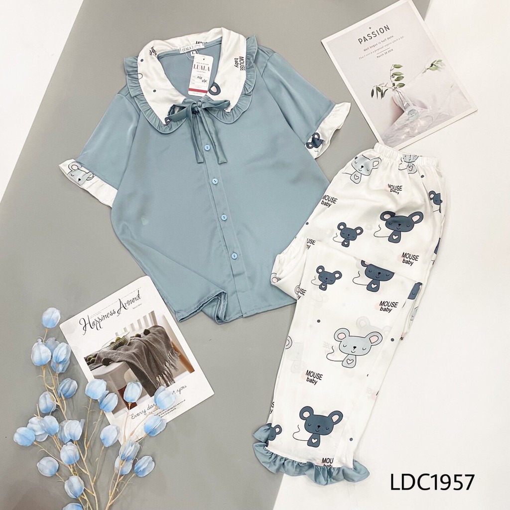 [Có size XL] Bộ Pijama Lụa Dài Cộc - Bộ Mặc Nhà Cao Cấp Chất Vải mềm Mịn Thoải Mái | BigBuy360 - bigbuy360.vn