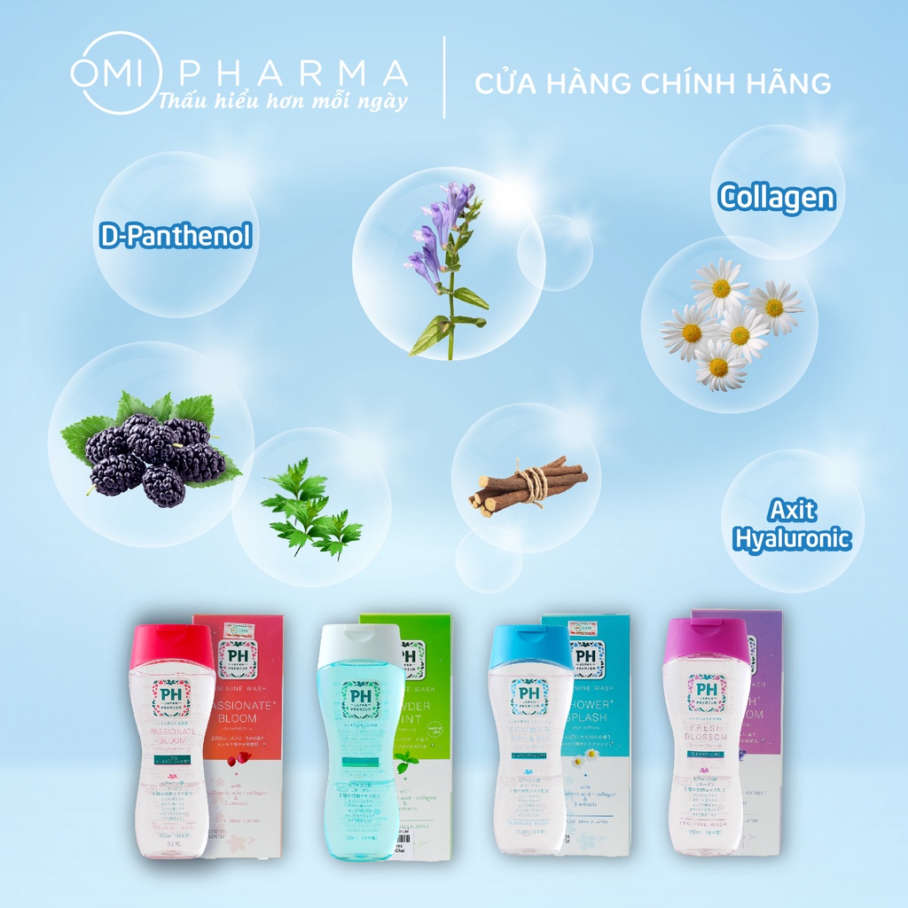 Dung Dịch Vệ Sinh Hoàn Toàn Tự Nhiên PH Care PH Japan Premium Powder Mint Hương Bạc Hà (150ml)