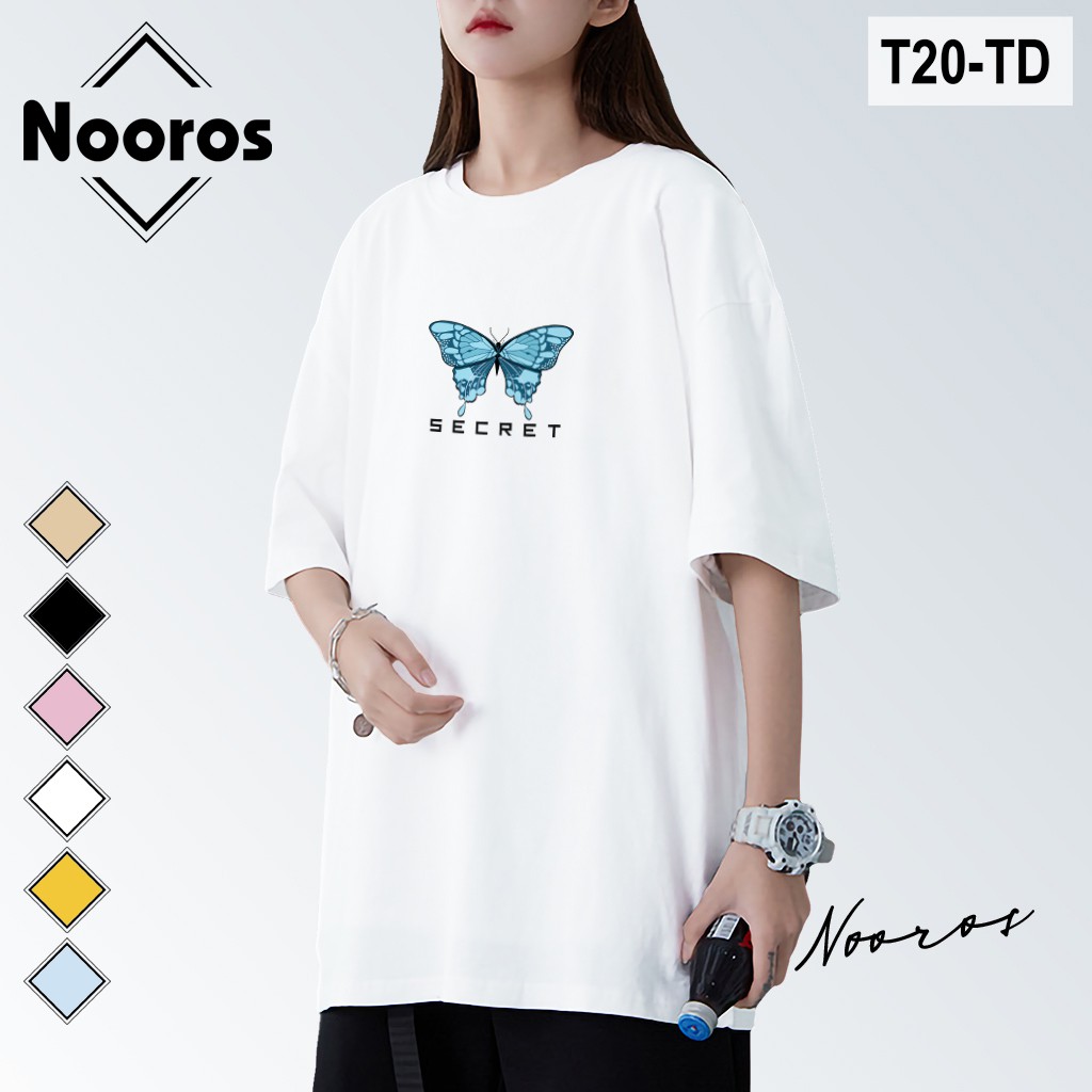 Áo thun hình con bướm Butterfly tay lỡ nam nữ Nooros vải phông trơn cotton form rộng in đẹp TAY LỠ BƯỚM SECRET - T20