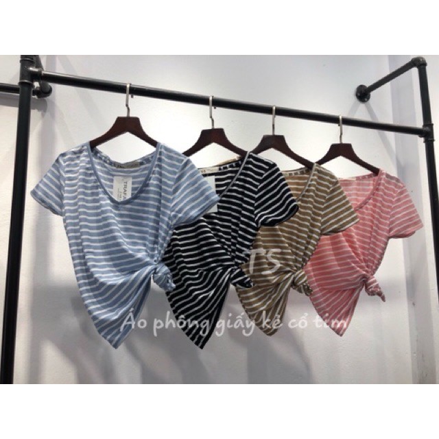 Áo Phông Kẻ Cổ Tim Chất Cotton Thấm Hút Mồ Hôi Cực Tốt AT28 - phamtrangredep shop