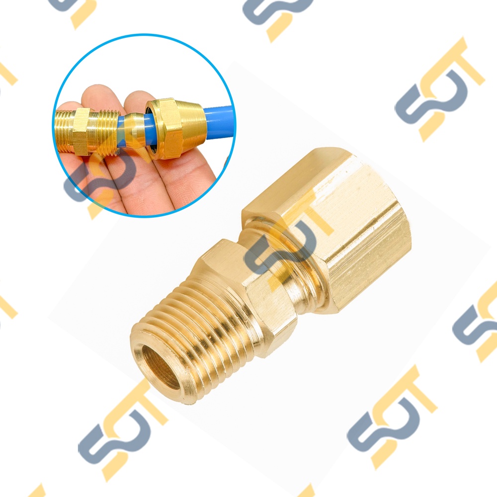 [HẠT BẮP &amp; NHẪN] Thẳng G 1/8 (9.6) ren ngoài kết nối ống nhựa PU &amp; ống đồng (Compression Male Connector) - Kép &amp; Cút NPT