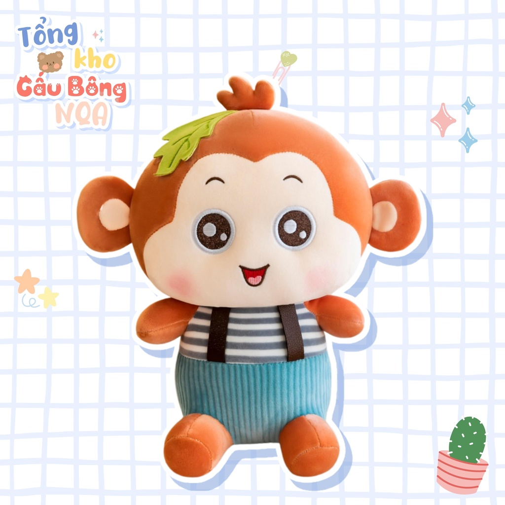 Gấu bông khỉ đầu lá, khỉ mặc yếm màu vàng màu hồng màu nâu chất liệu vải miniso lông mịn Tổng Kho Gấu Bông NQA