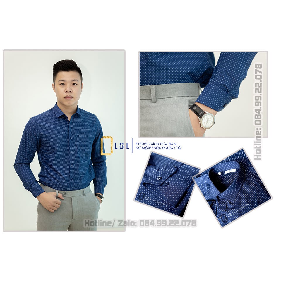 Áo sơ mi nam dài tay LDL, sơ mi công sở cao cấp họa tiết chấm bi kiểu dáng trẻ trung hiện đại | BigBuy360 - bigbuy360.vn