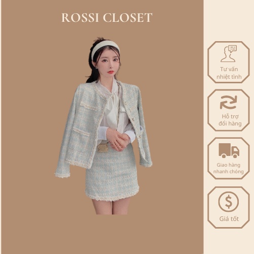 Set dạ tweed siêu xinh phong cách tiểu thư hàng Quảng Châu cao cấp _ Hàng ORDER có ẢNH THẬT