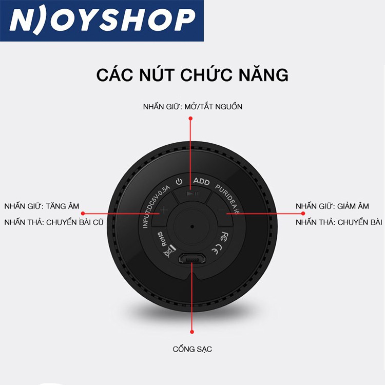 Loa Blutooth Không Dây Mini PURIDEA I6 Âm Lớn Bass Chắc Chơi Nhạc 6H Cao Cấp Bảo Hành 3 Tháng 1 Đổi 1