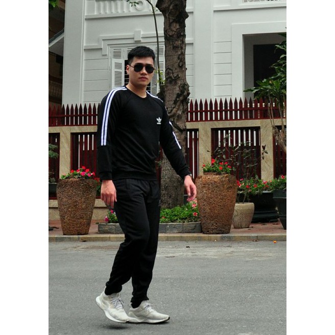 Bộ thể thao nam nỉ thu đông 3 màu, sz 45-75kg 2 sọc tay | BigBuy360 - bigbuy360.vn