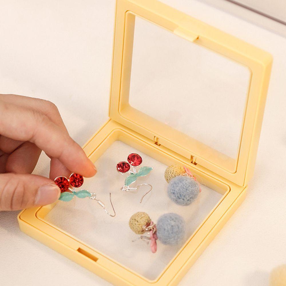 ANEMONE Hộp Đựng Trang Sức Bằng Nhựa Hình Vuông Màu Sắc Trơn Chống Bụi Cho Nữ