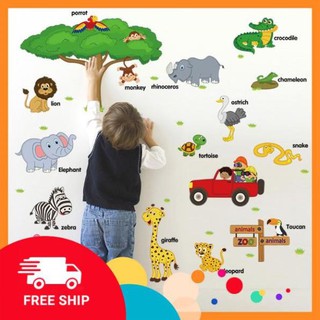 ⚡️𝗙𝗥𝗘𝗘𝗦𝗛𝗜𝗣⚡️ Decal dán tường Vườn thú tiếng anh số 1