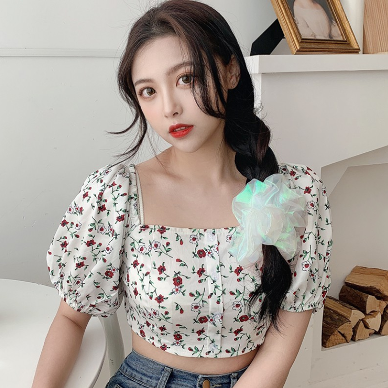 INS Cúc Scrunchies Dây Buộc Tóc Hoa