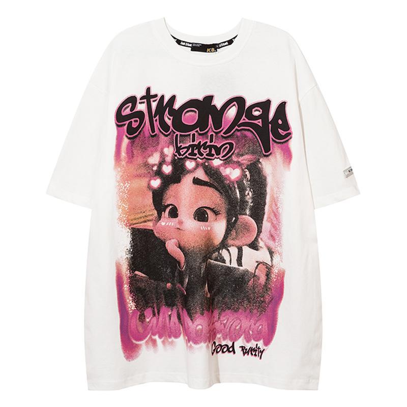 Áo phông tay ngắn dáng rộng phong cách đường phố Hip Hop kiểu Mỹ cho nam và nữ