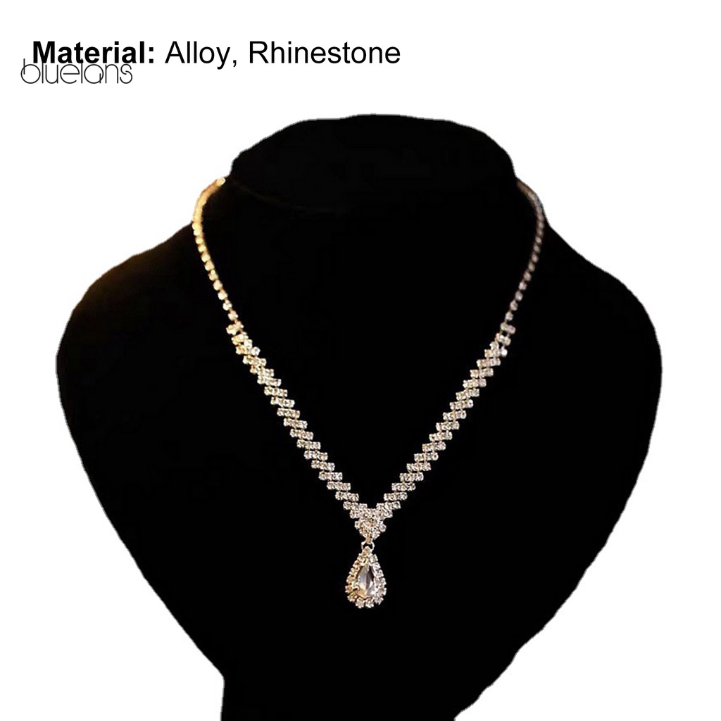 Bộ Dây Chuyền + Bông Tai Đính Đá Lấp Lánh Sang Trọng Cho Nữ