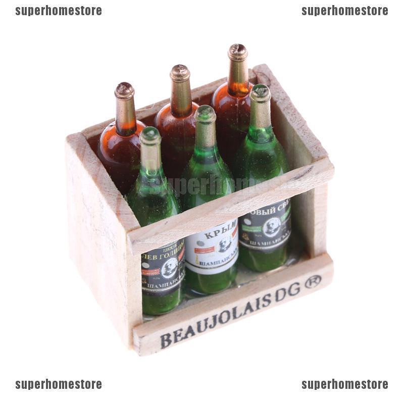 Bộ 6 Chai Rượu Mini Trang Trí Nhà Búp Bê