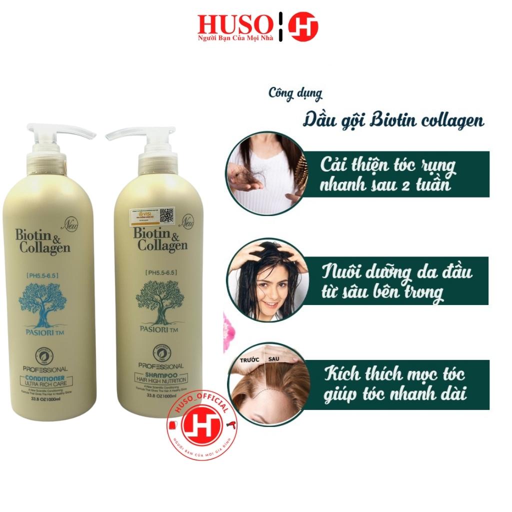Combo dầu gội Biotin Collagen chống rụng kích thích mọc tóc, phục hồi tóc 1000ml - HUSO