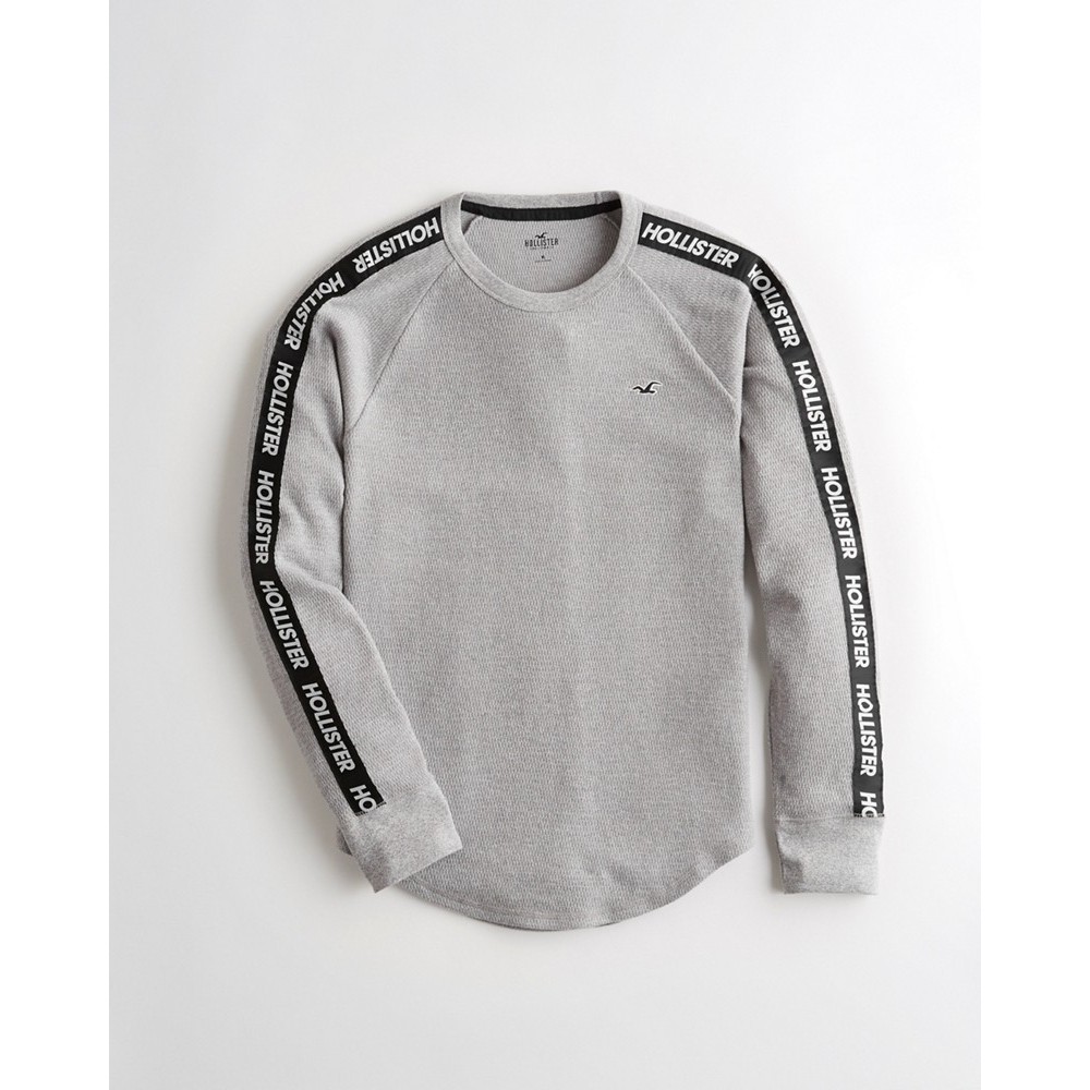 Áo thun nam tay dài Hollister HOL-LS85 Logo Tap Waffle Curved Hem