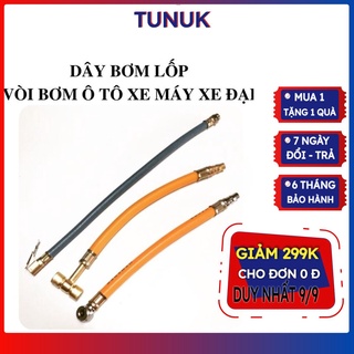 Dây bơm lốp 2 đầu trí, 1 đầu tròn , đầu kẹp Tunuk