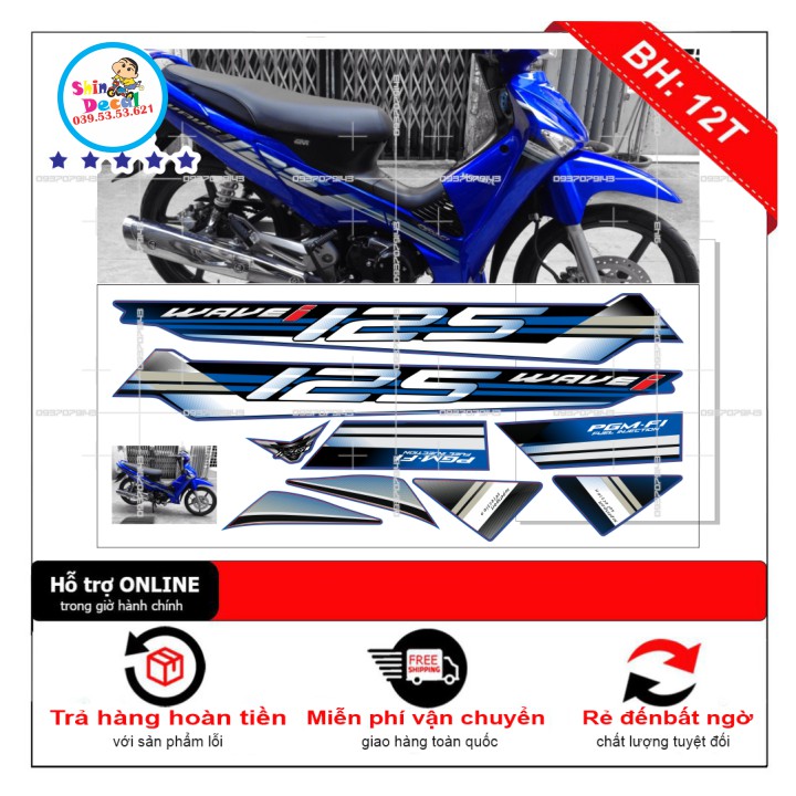 [SHIN DECAL] Tem xe wave i 125 dán xe xanh