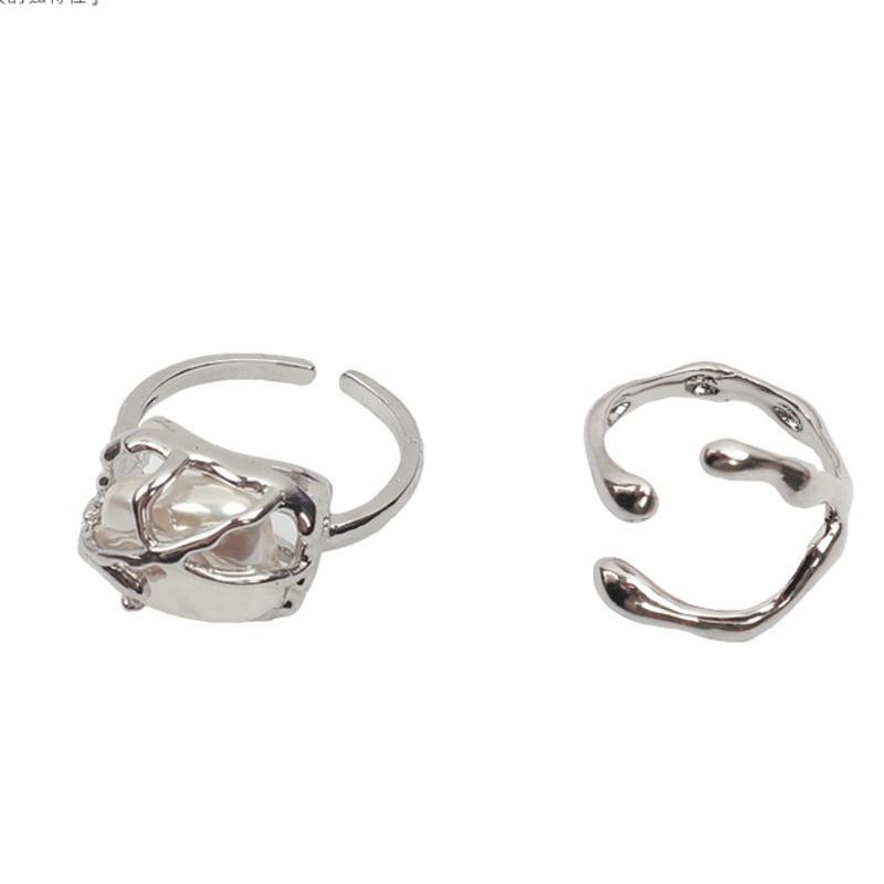 Nhẫn Đính Ngọc Trai Sang Trọng Phong Cách hip hop Hàn Quốc