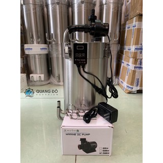 Lọc inox f220 2 in 1 out - bơm marine dc pump 2500l - lọc thùng inox hồ cá thuỷ sinh