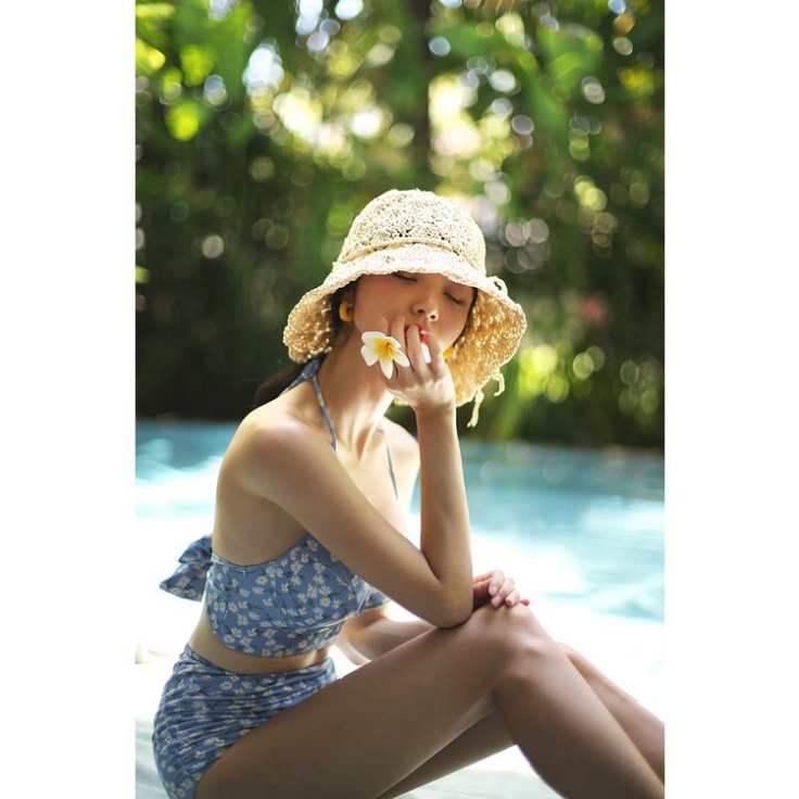 Bikini 2 mảnh nâng ngực cạp cao LUHAZO có gọng mút hở lưng đồ bơi đi biển sexy Hàn Quốc 2391 DK5T102