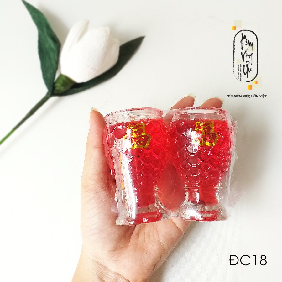 Đèn cầy ly cúng Cá Nhỏ ĐC18 cao 8 cm