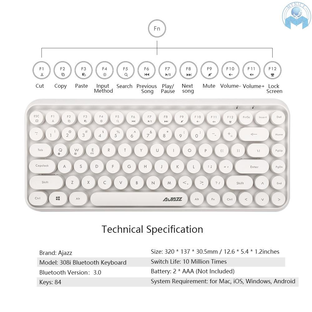 Bàn phím Bluetooth Ajazz 308i 104 chuyên nghiệp cho hệ điều hành Windows 10 | BigBuy360 - bigbuy360.vn